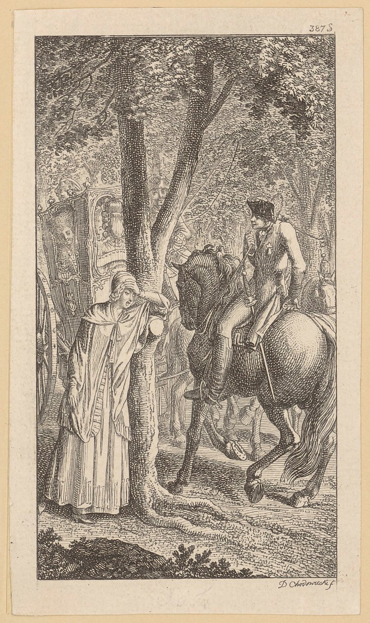 M. von E. rencontre Minchen dans la forêt - Daniel Nikolaus Chodowiecki