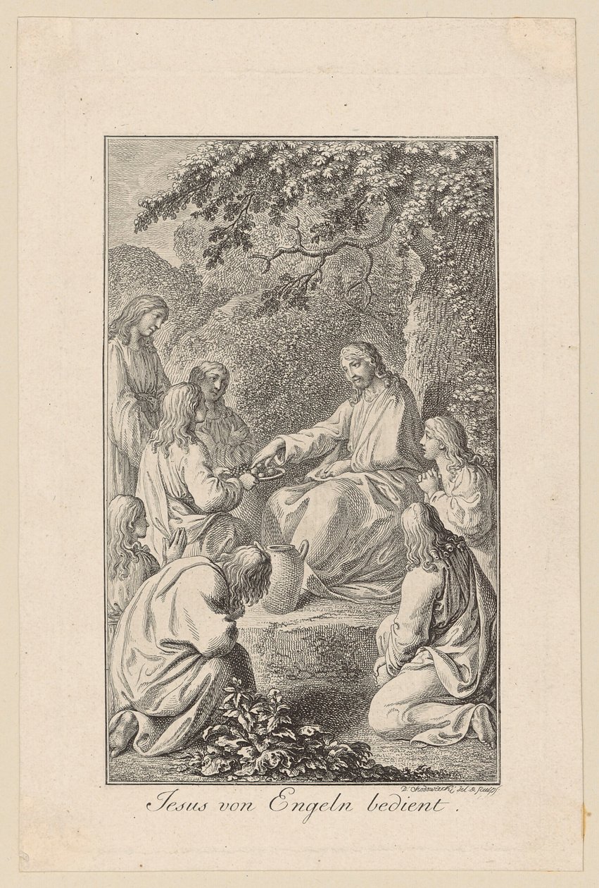 Jésus servi par les anges - Daniel Nikolaus Chodowiecki