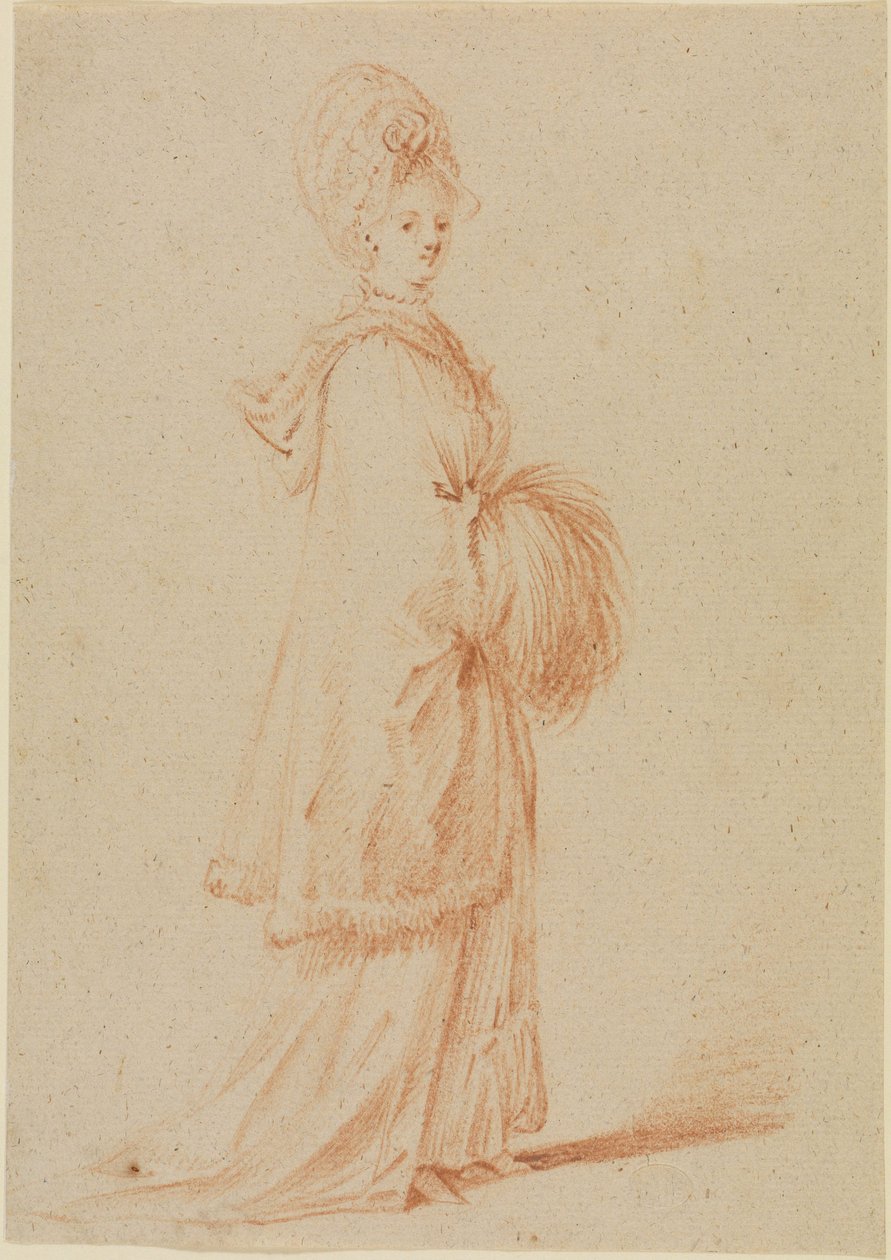 Jeune dame en cape à capuche avec manchon - Daniel Nikolaus Chodowiecki