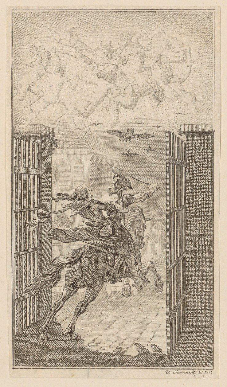 Lenore, page 3 du premier numéro des « Poèmes de Gottfried August Bürger » - Daniel Nikolaus Chodowiecki