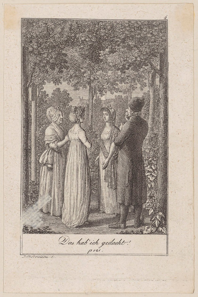 Lottchen rend visite à Minchen, qui raconte sa rencontre avec le propriétaire terrien, planche 4 de la série «L