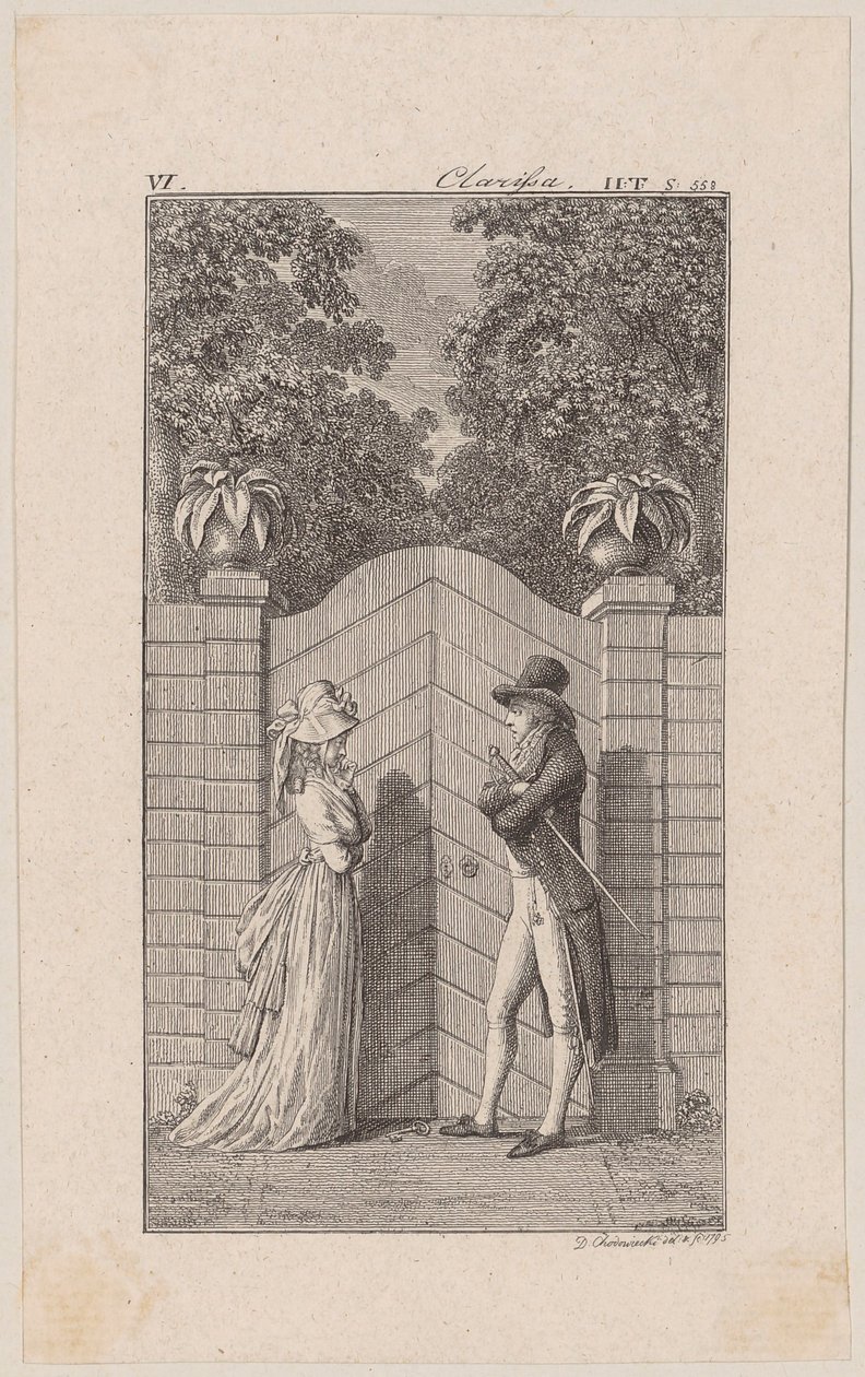 Lovelace persuade Clarisse de se laisser enlever - Daniel Nikolaus Chodowiecki