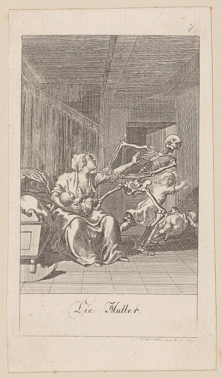Mère, feuille 1 de la série « La Danse de la mort » - Daniel Nikolaus Chodowiecki