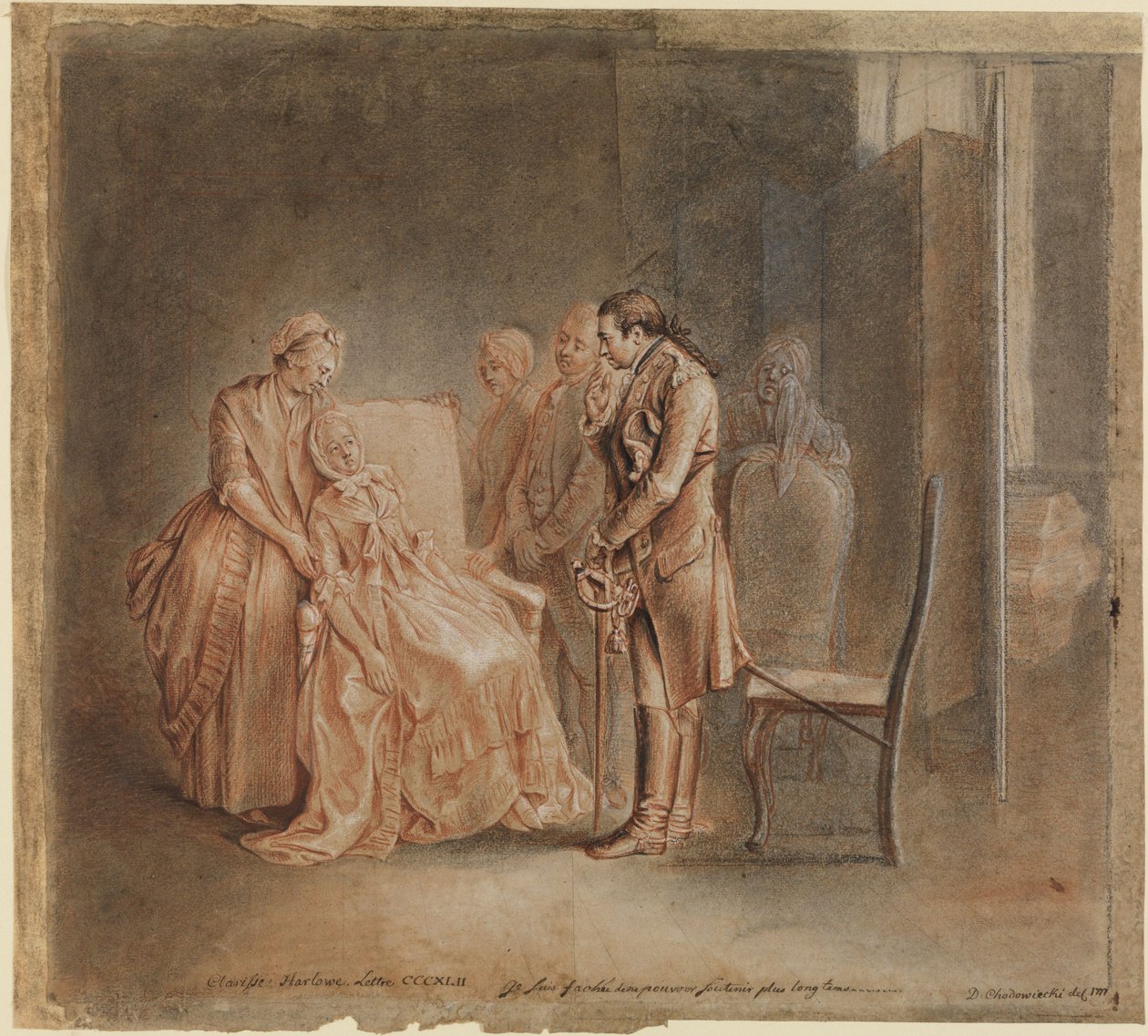 Le colonel Morden rend visite à Clarissa malade - Daniel Nikolaus Chodowiecki