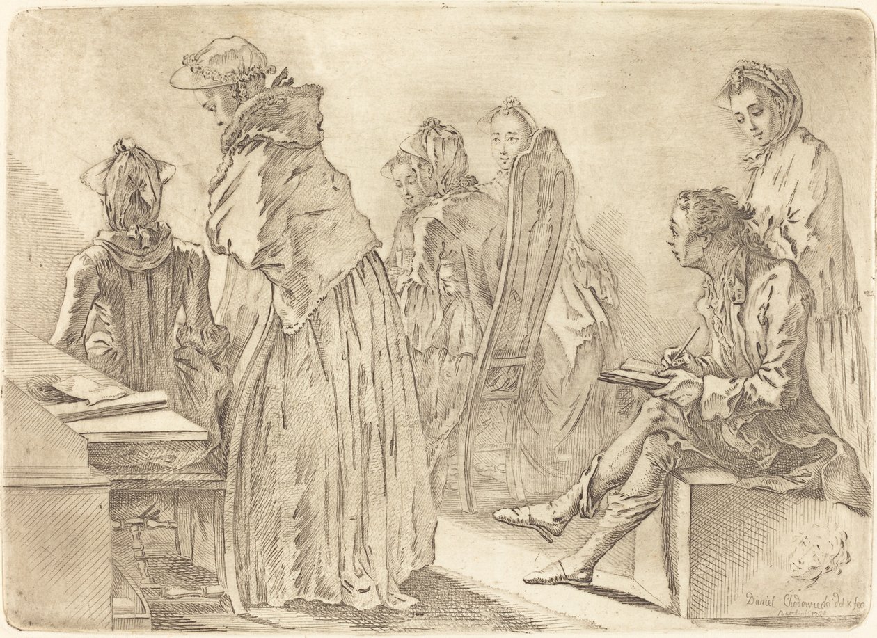Fête avec six dames et l