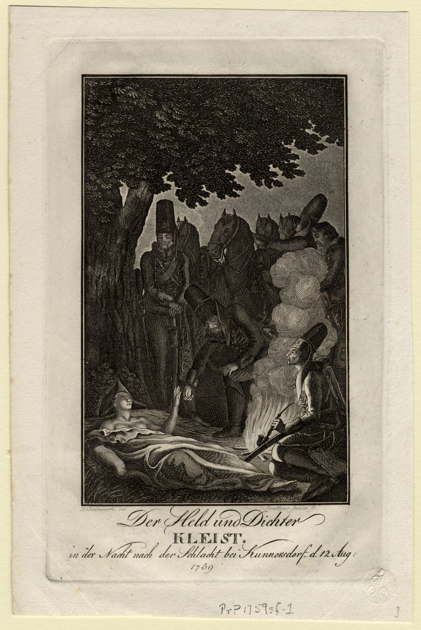 Le poète Ewald von Kleist à la bataille de Kunersdorf, le 12 août 1759, vers 1759 - Daniel Nikolaus Chodowiecki