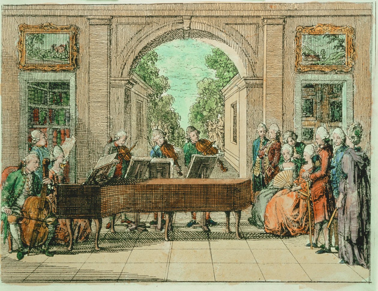 Le concert, gravure colorée de BasedowsElementarwerk ... (gravure) - Daniel Nikolaus Chodowiecki