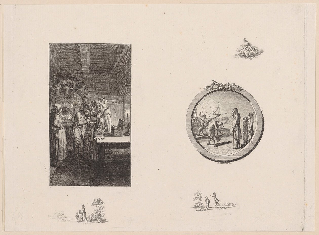 Gravure de titre et vignette pour le « Tableau de Saint-Pétersbourg » de Storch, première partie - Daniel Nikolaus Chodowiecki