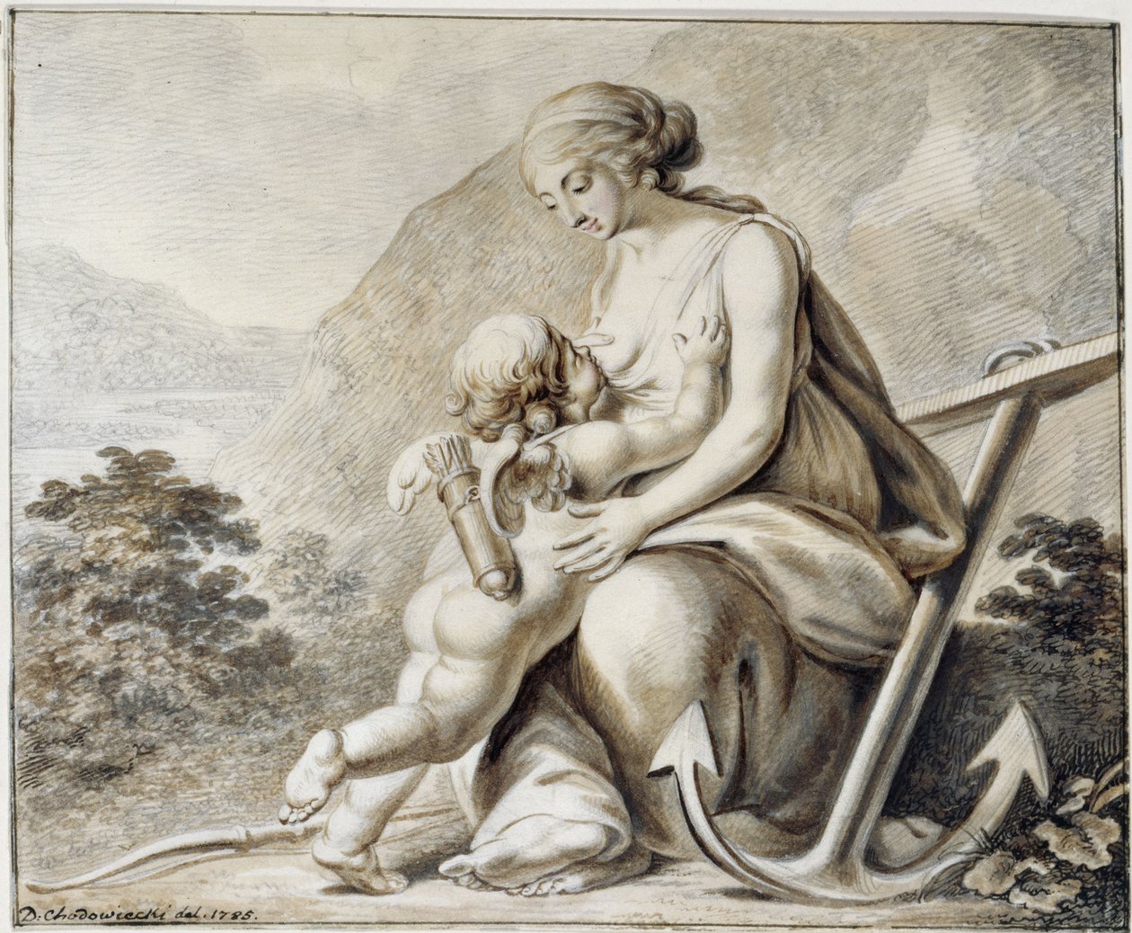 Vénus offrant son sein à Cupidon debout à sa gauche - Daniel Nikolaus Chodowiecki