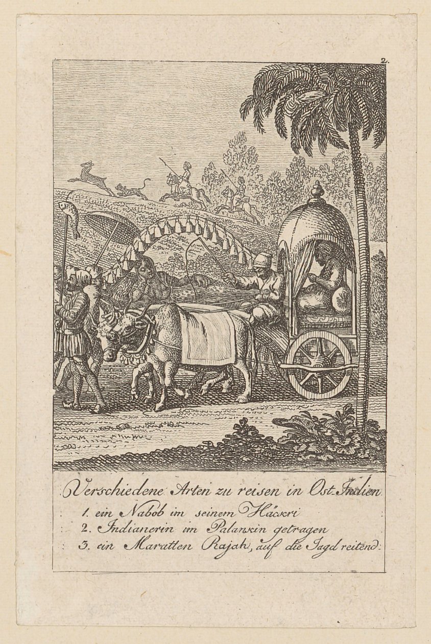 Différentes manières de voyager, planche 2 de la série « Coutumes des Indes orientales » - Daniel Nikolaus Chodowiecki