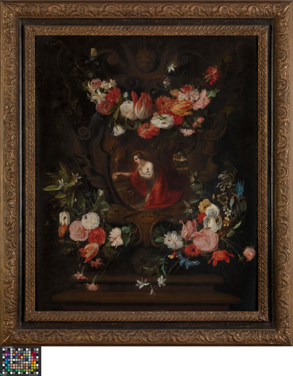 Couronne florale avec Marie-Madeleine - Daniel Seghers