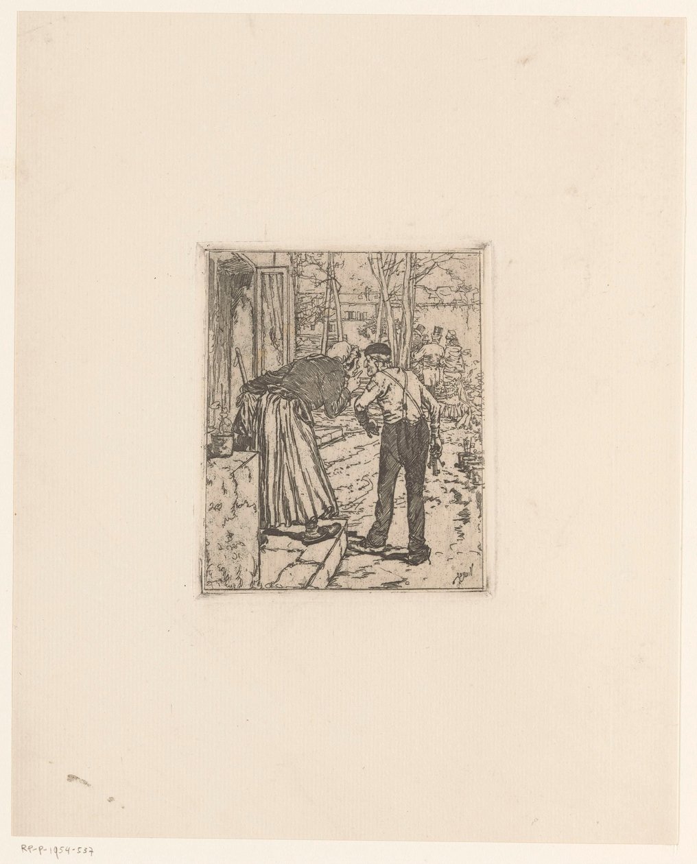 Personnel en conversation devant une maison - Daniel Urrabieta Vierge