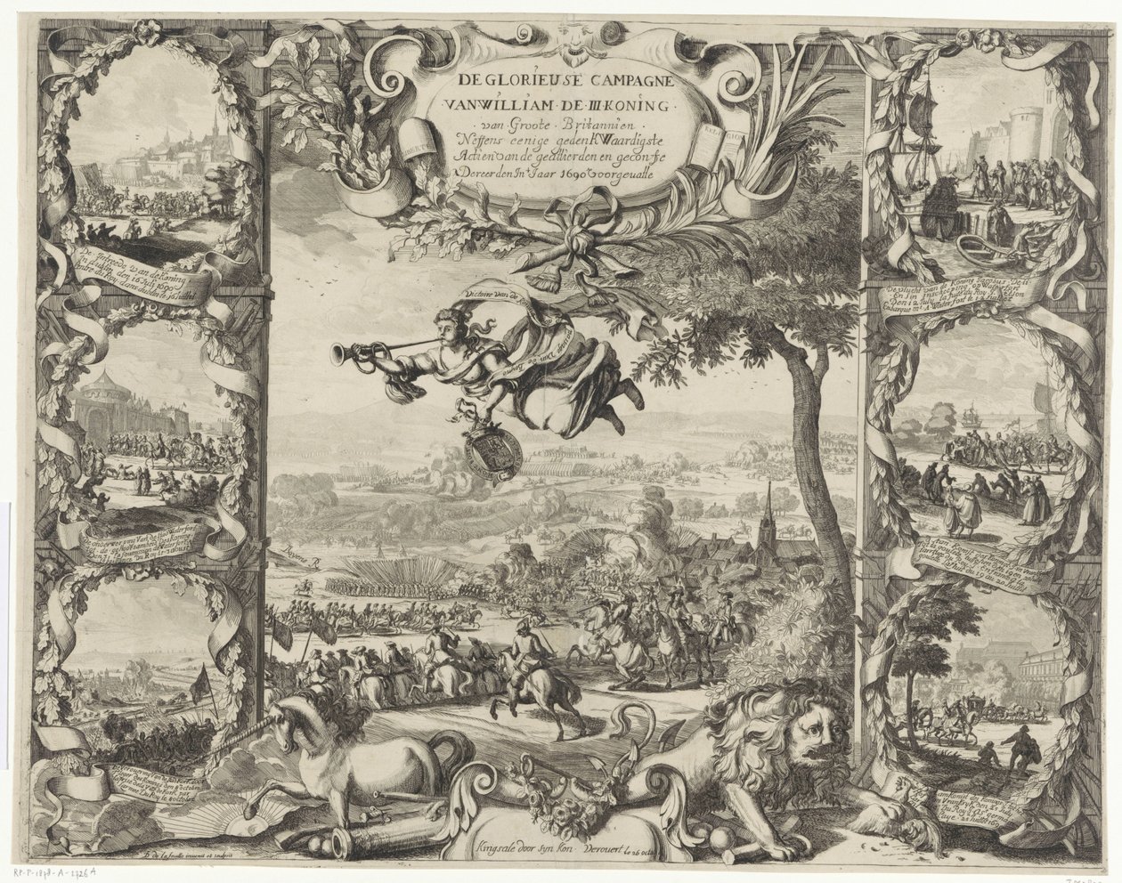 Victoires du roi Guillaume III en Irlande (moitié supérieure), 1690 - Daniel de Lafeuille