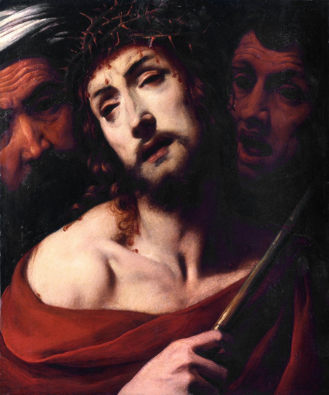 La dérision du Christ. Visage du Christ souffrant avec des épines. Peinture de Daniele Crespi (1598-1630) XVIIe siècle Basilique San Giovanni, Busto Arsizio, Italie - Daniele Crespi