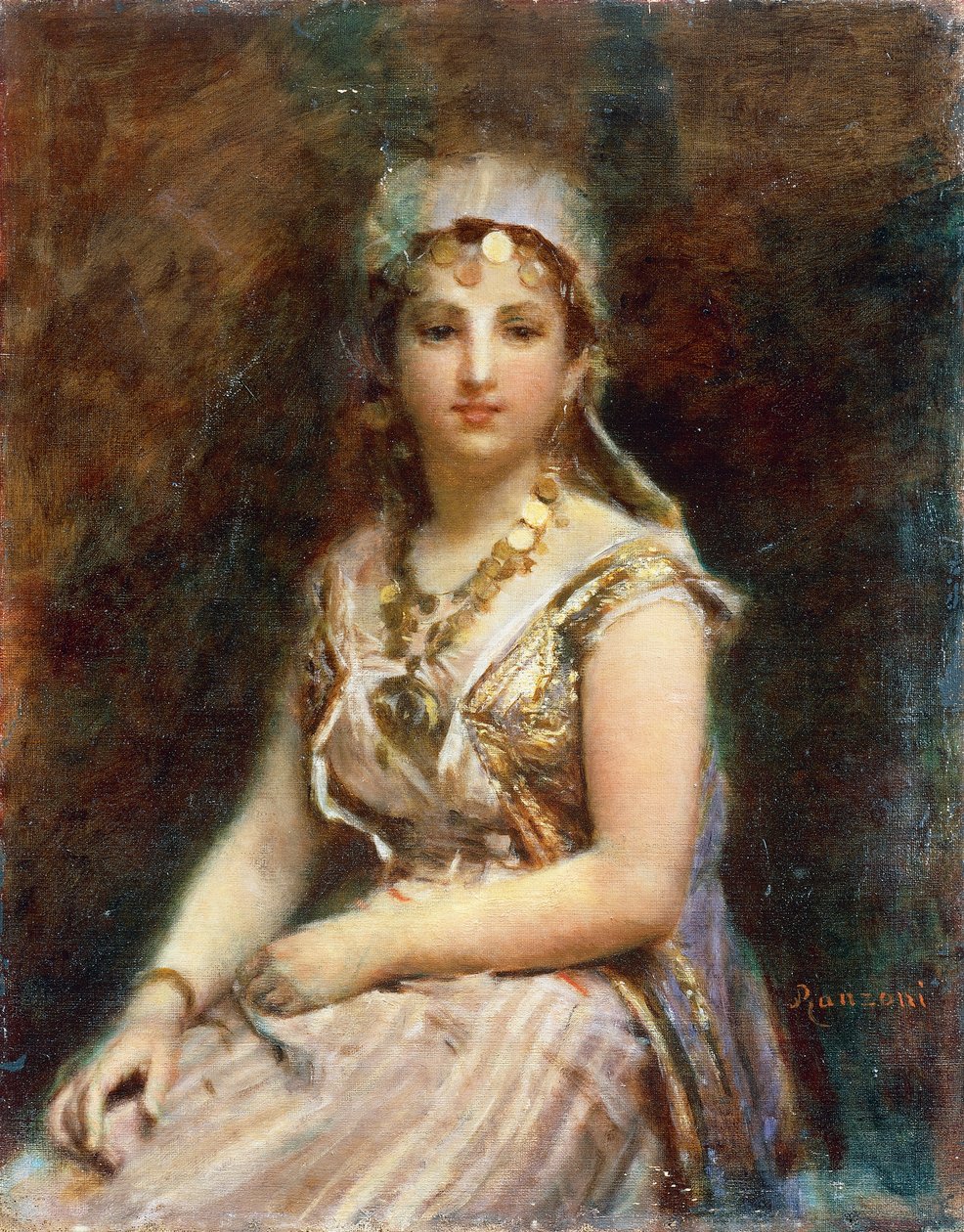 Figure féminine assise, par Daniele Ranzoni (1843-1889) - Danielle Ranzoni