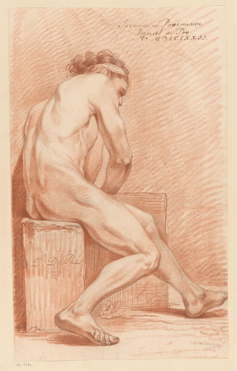 Homme nu assis, vu de côté (2e prix 1772) - Daniël Dupré