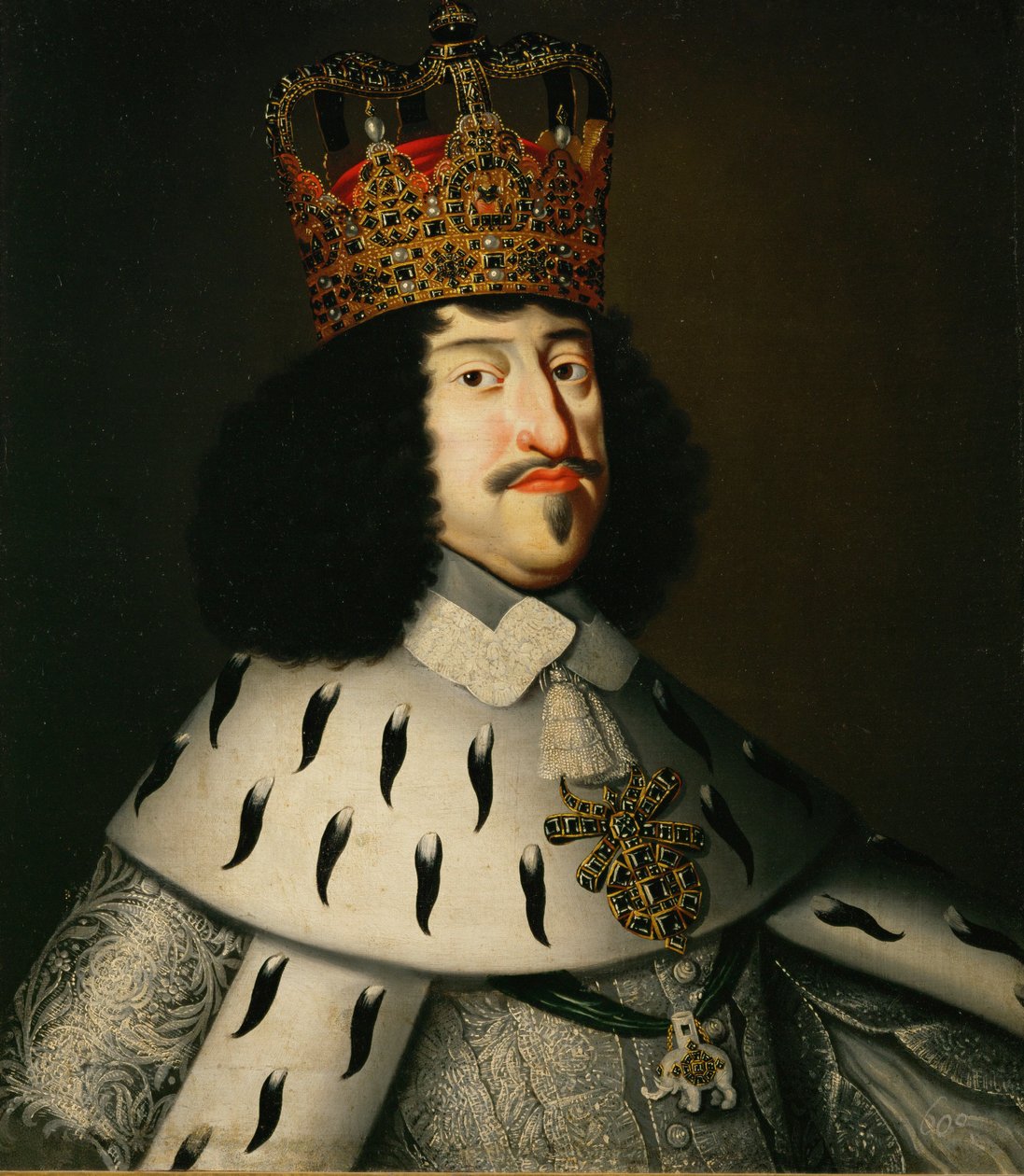 Le roi Frédéric III de Danemark et de Norvège en robe de couronnement ... (peinture sur toile) - Danish School