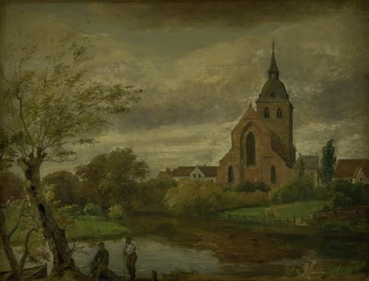 Église Saint Knud près de la rivière à Odense. Automne - Dankvart Dreyer