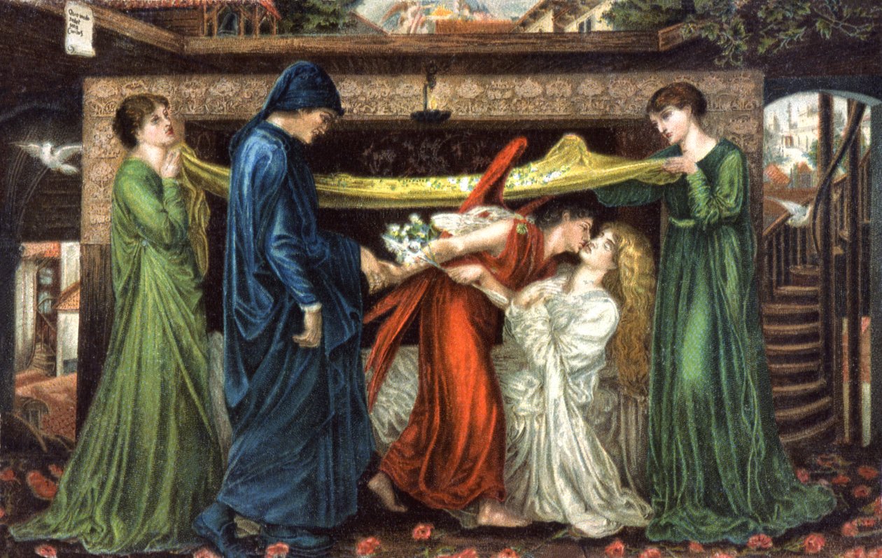 Dante Alighieri rencontre Béatrice, vers 1900 - Dante Gabriel (after) Rossetti