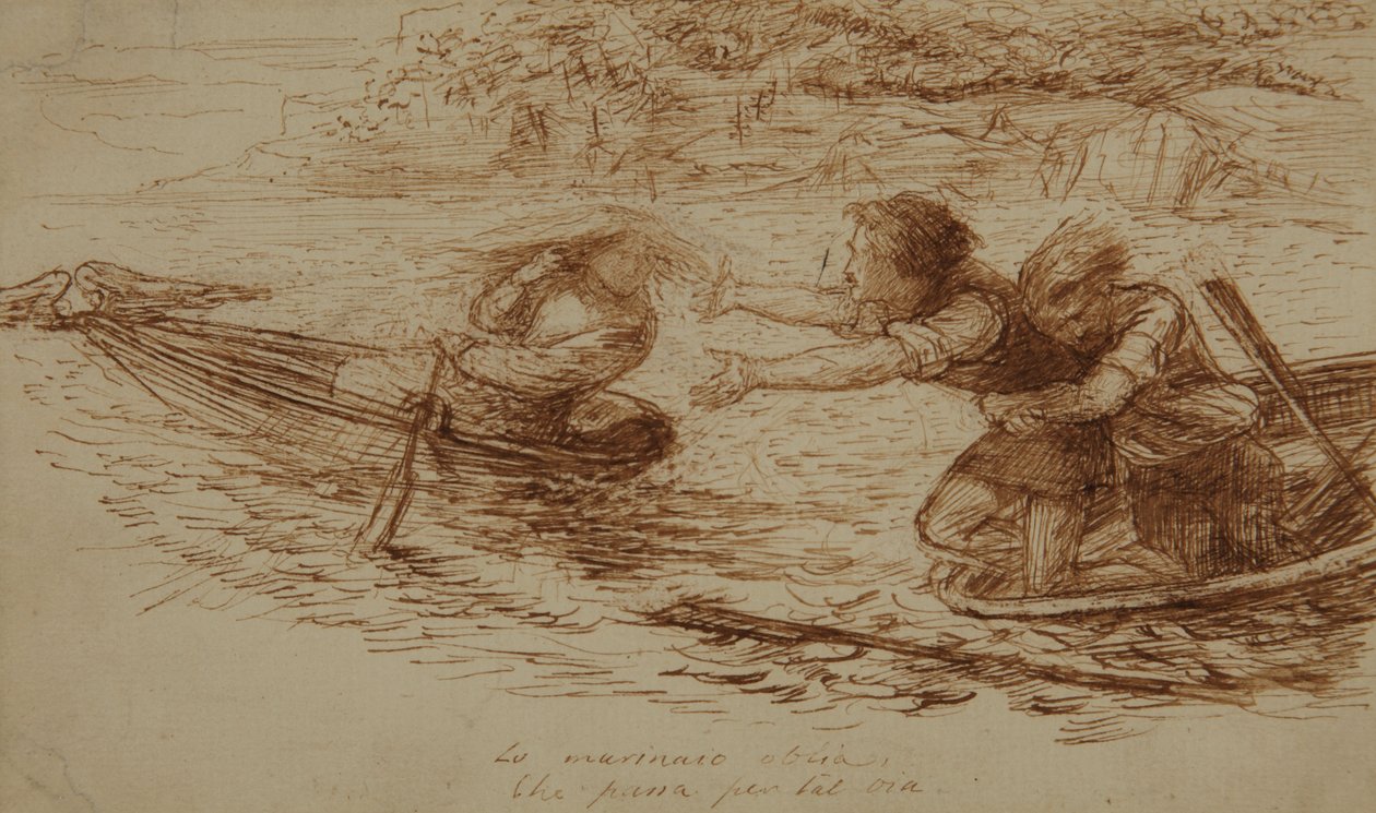Bateliers et sirène, c.1853 - Dante Gabriel Charles Rossetti