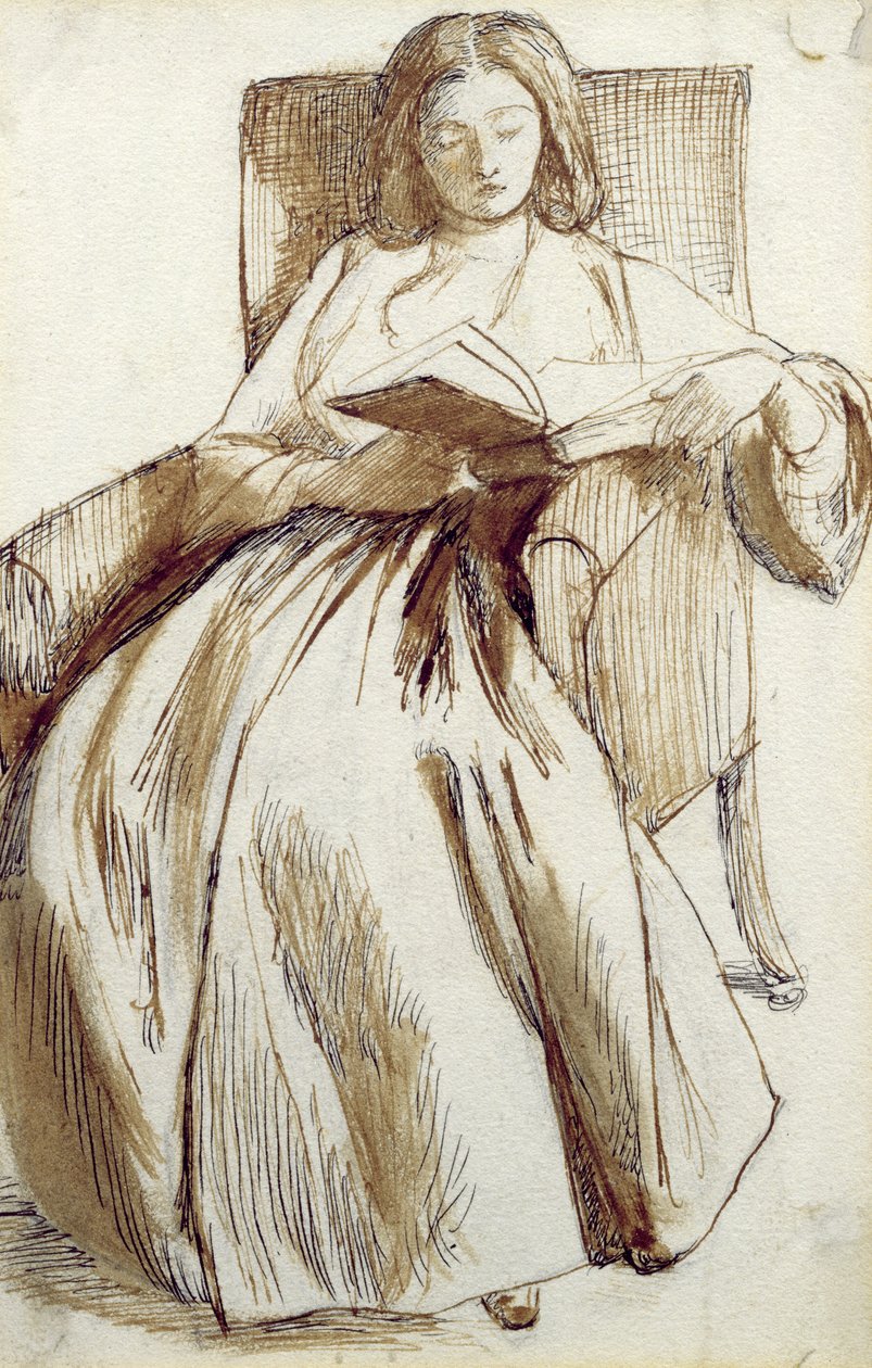 Elizabeth Siddal lisant un livre - Dante Gabriel Charles Rossetti