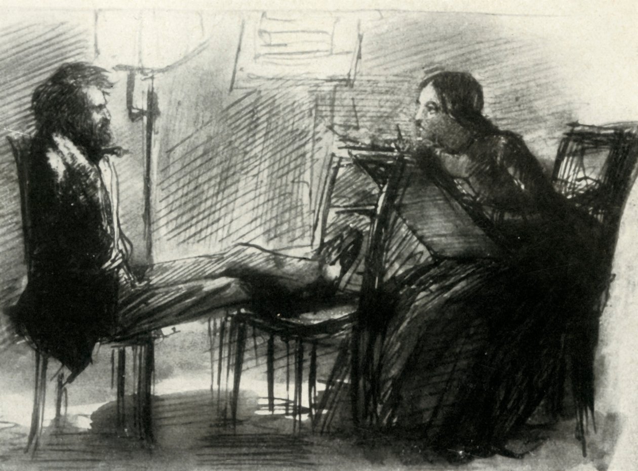 Elizabeth Siddal dessinant Rossetti, 1853, 1947 - Dante Gabriel Charles Rossetti