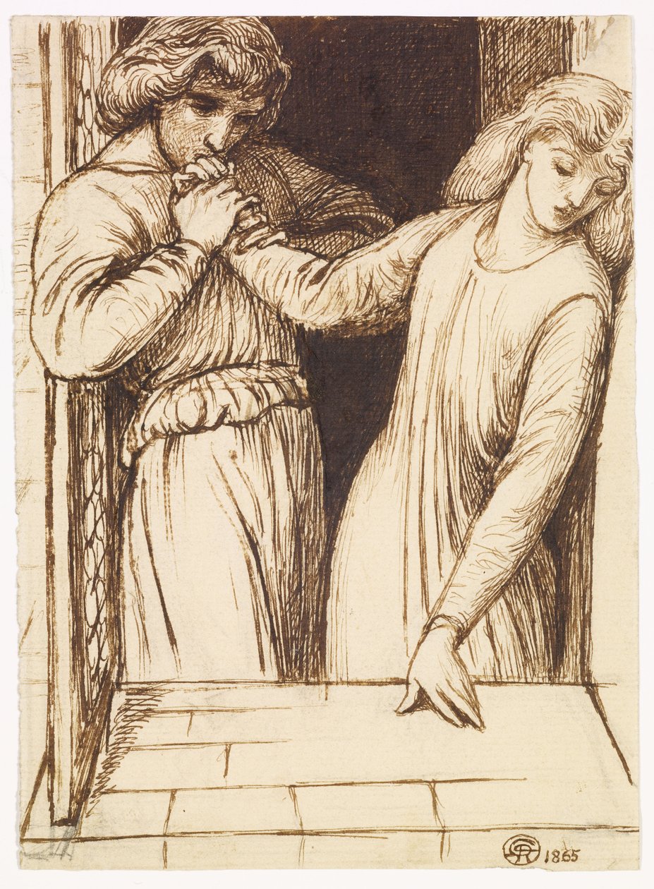 Hamlet et Ophélie - Étude de composition - Dante Gabriel Rossetti