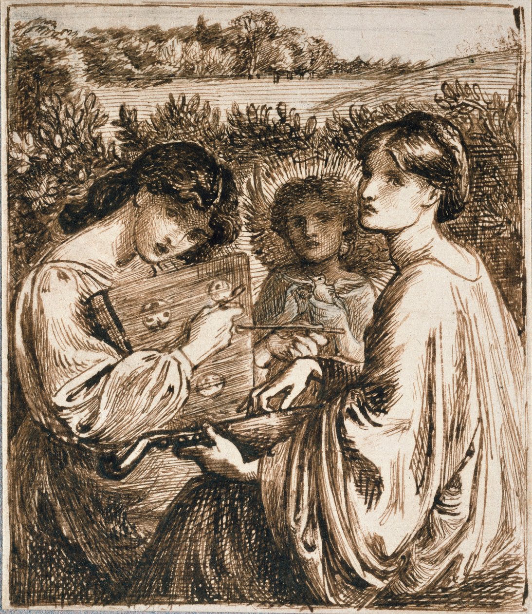 Étude pour le Bower Meadow - Dante Gabriel Rossetti