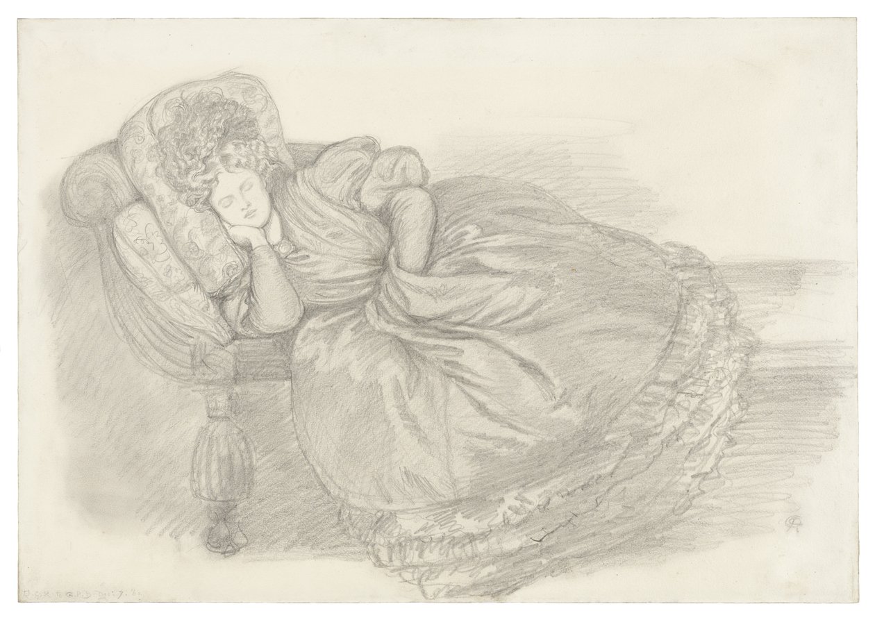 Étude de Fanny Cornforth, endormie sur une chaise longue - Dante Gabriel Rossetti