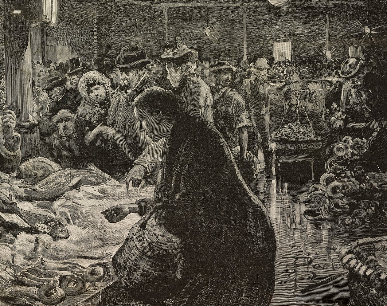 Marché de Noël à Rome, Italie, gravure d