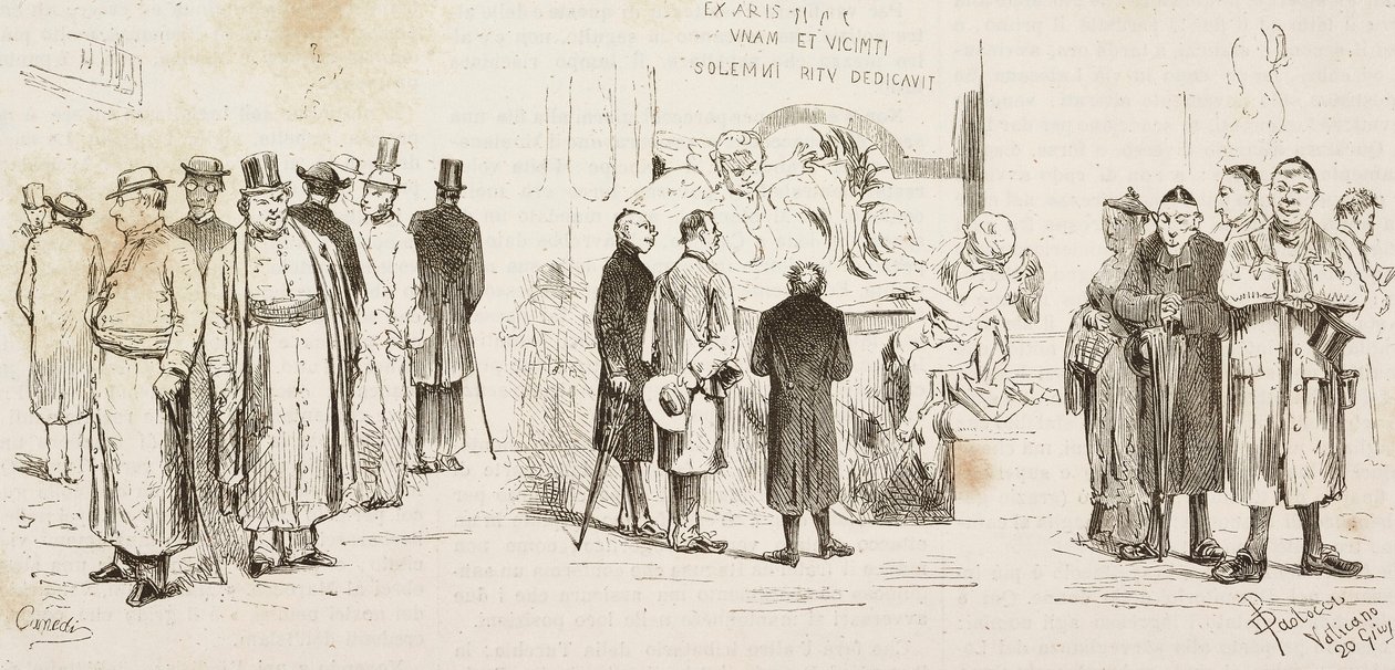Pèlerins allemands à Rome, gravure de Dante Paolocci et Canedi, de L