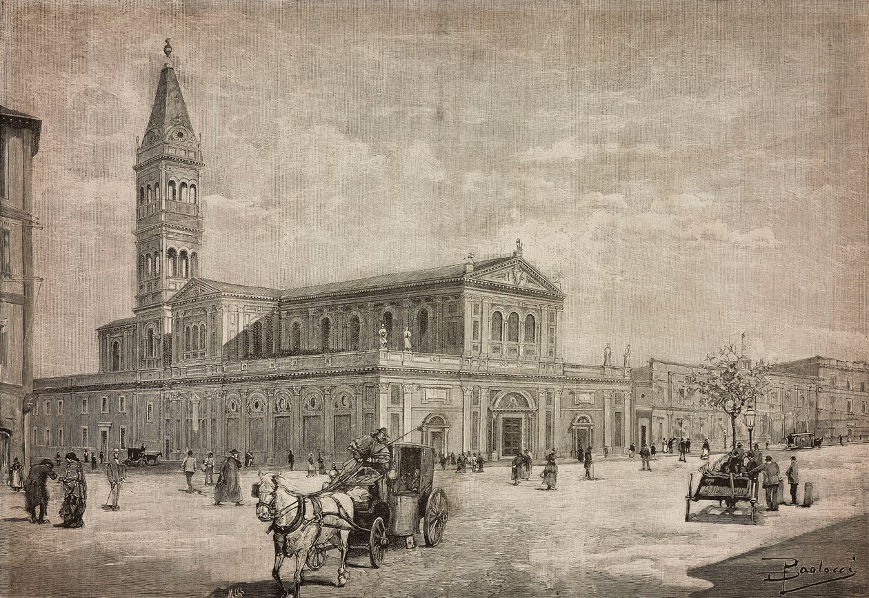 Nouvelle église du Sacré-Cœur à Rome, Italie, gravure d