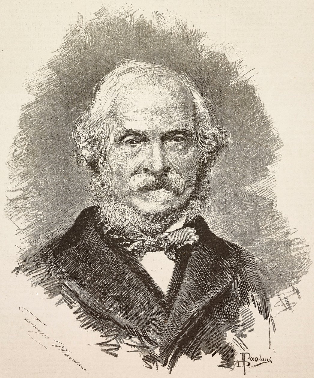 Portrait de Terenzio Mamiani (1799-1885), homme politique et écrivain italien, gravure d