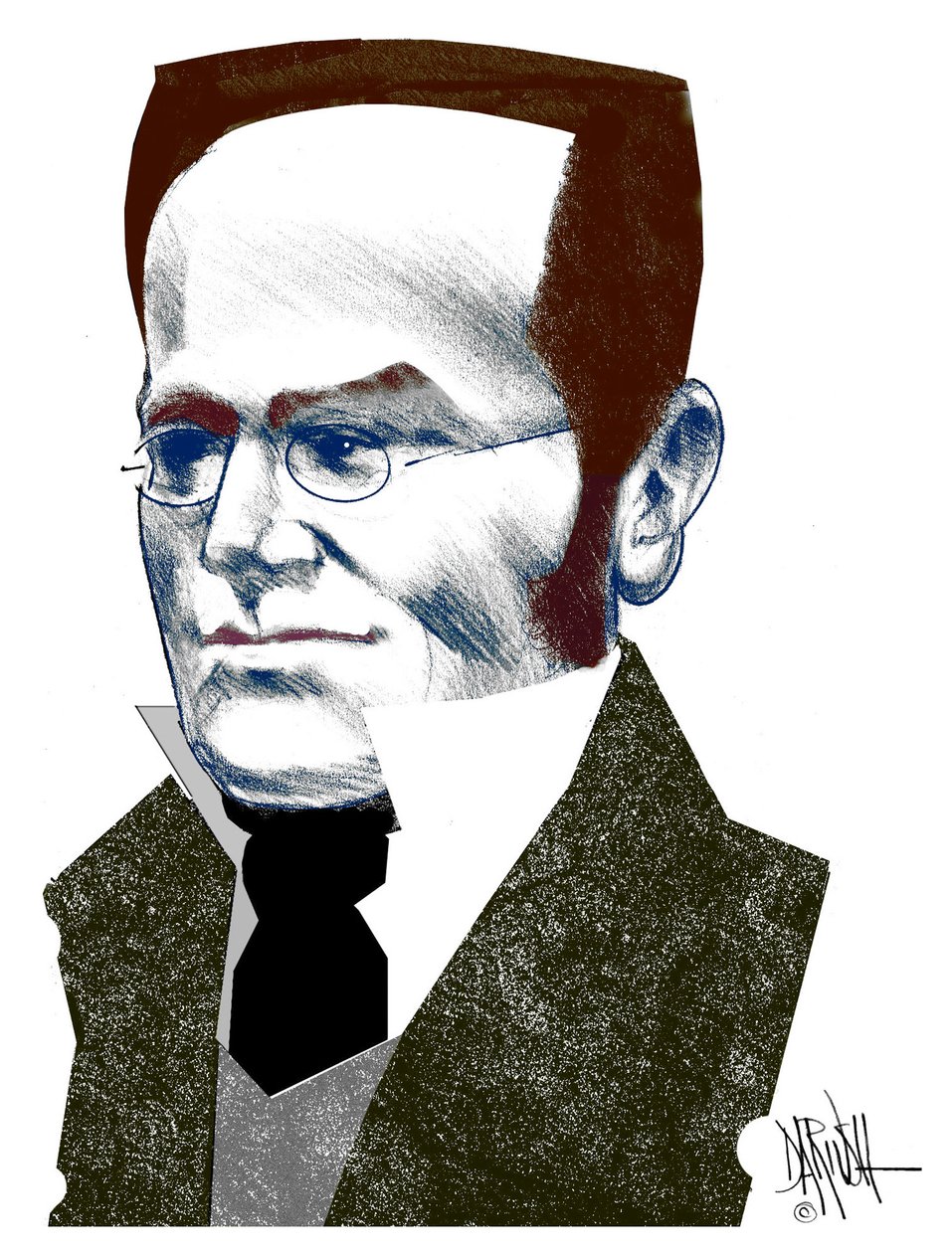 Max Stirner , 2016 (dessin numérique au crayon de couleur) - Dariush Radpour