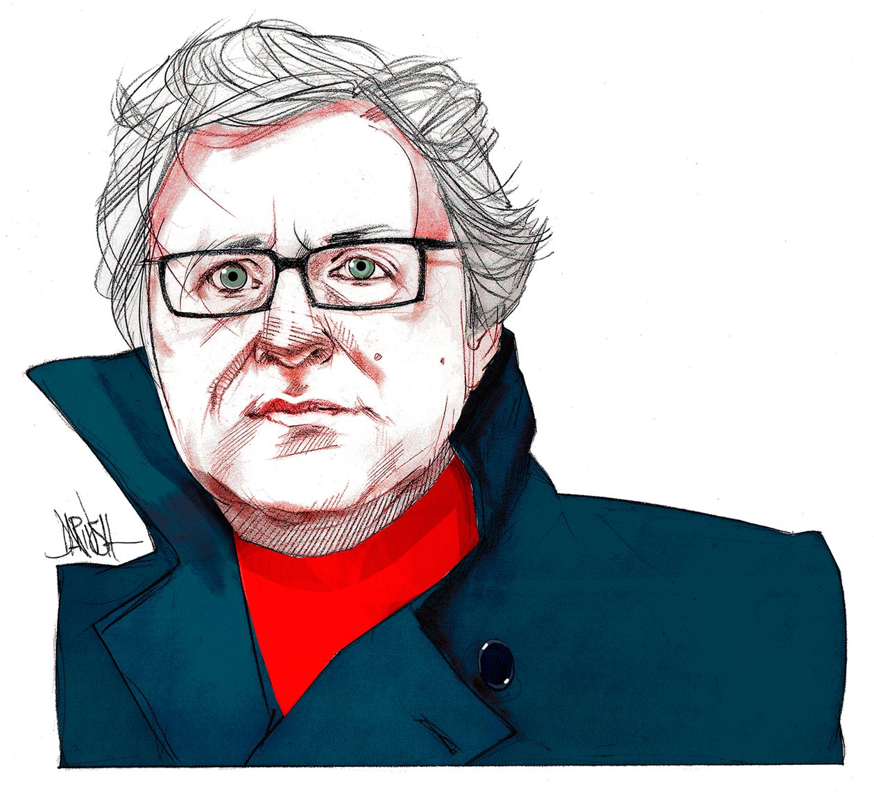 Michel Onfray (dessin numérique au crayon de couleur) - Dariush Radpour