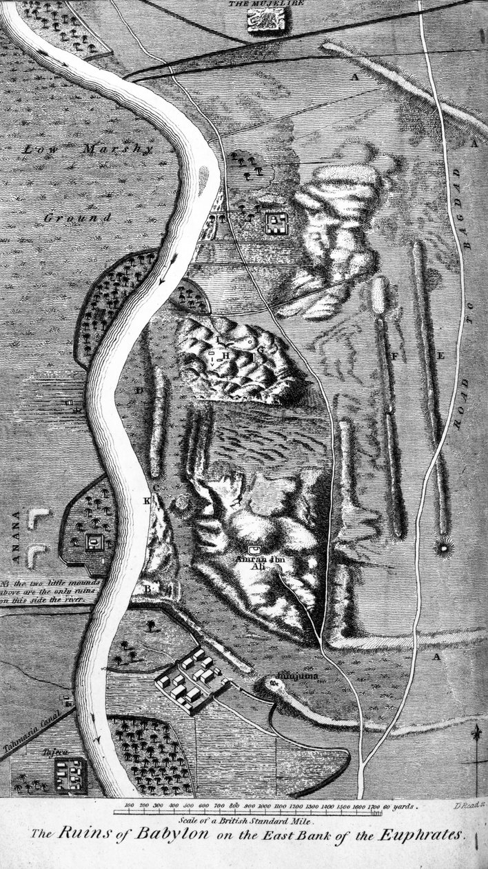Les ruines de Babylone sur la rive est de l