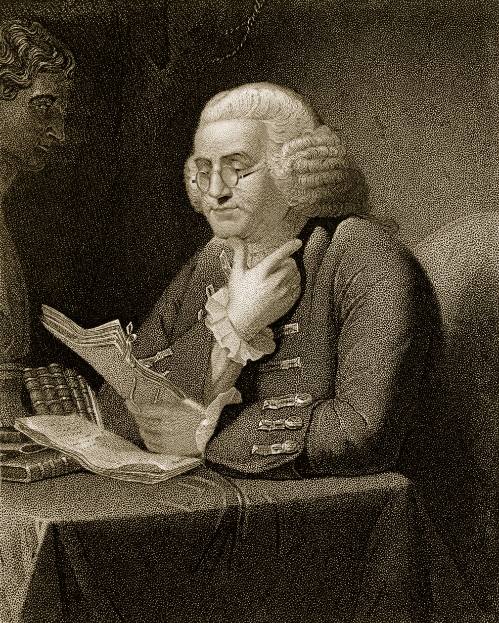 Portrait de Benjamin Franklin, gravé par Thomas B. Welch - David Martin