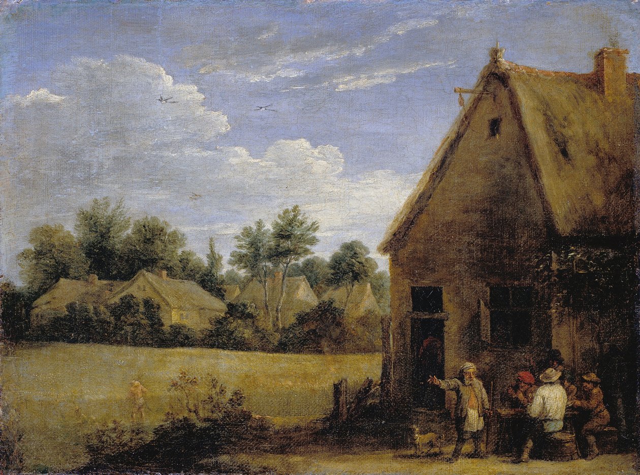 Cottage avec paysans jouant aux cartes - David Teniers the Younger