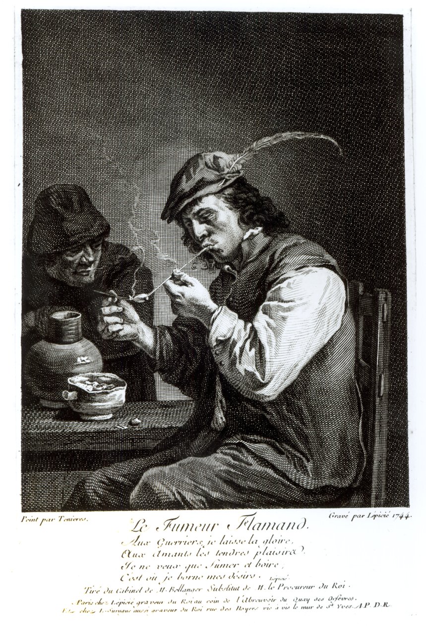Le Fumeur flamand, gravé par François Bernard Lepicie (1698-1755), 1744 - David Teniers the Younger
