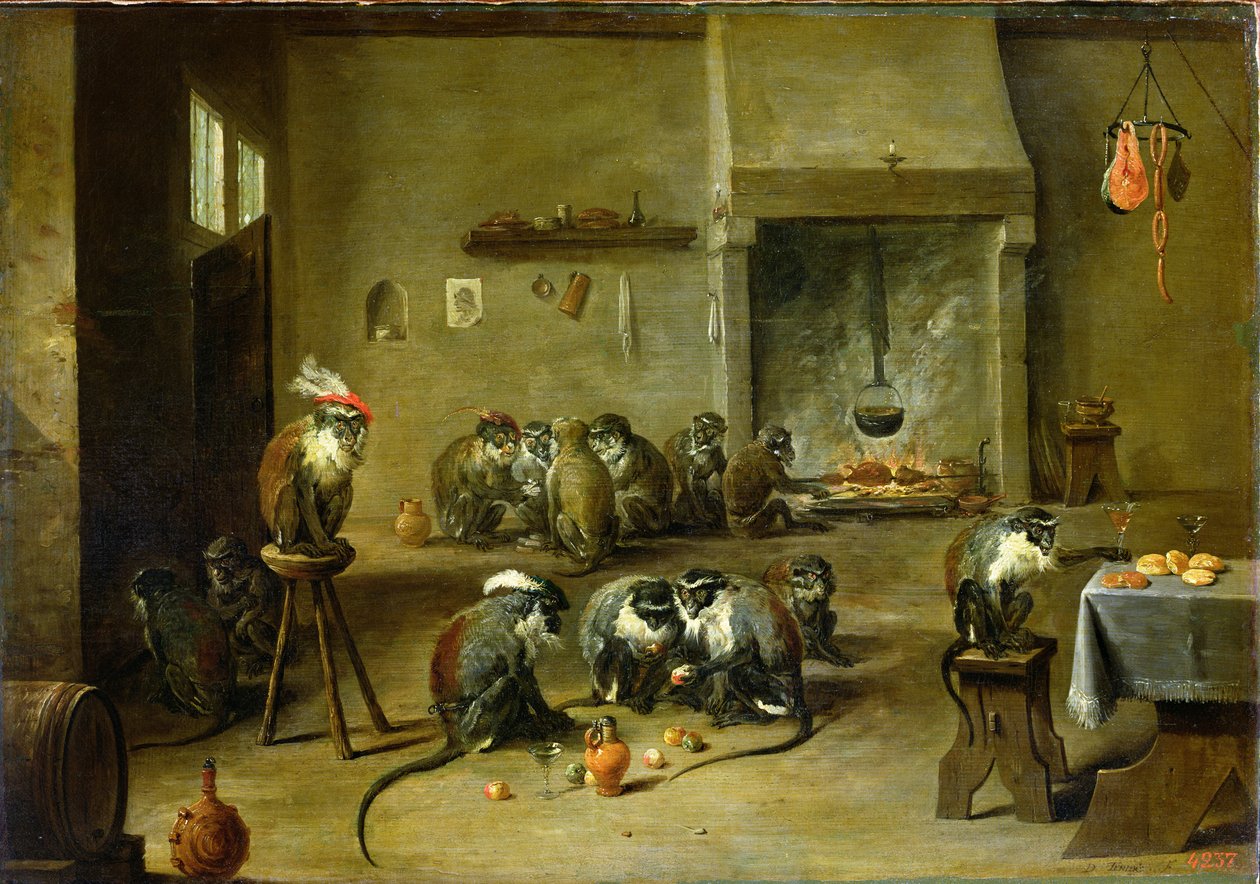 Singes dans une Cuisine, c.1645 - David Teniers the Younger