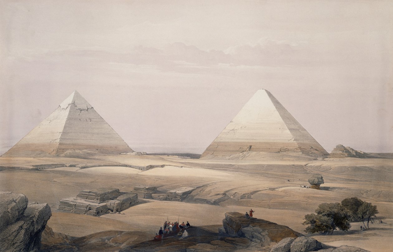 Les pyramides de Gizeh, gravure d