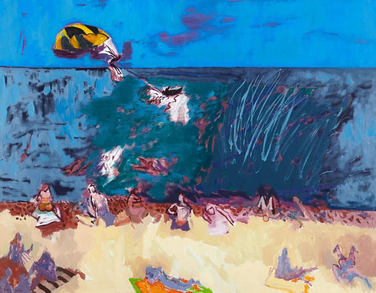 Plage avec parapente - David Alan Redpath Michie