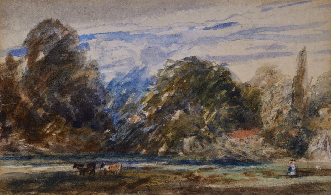Paysage avec vaches et figure - David Cox