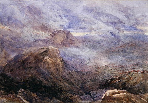 Croquis gallois - Brûlage de fougères - David Cox