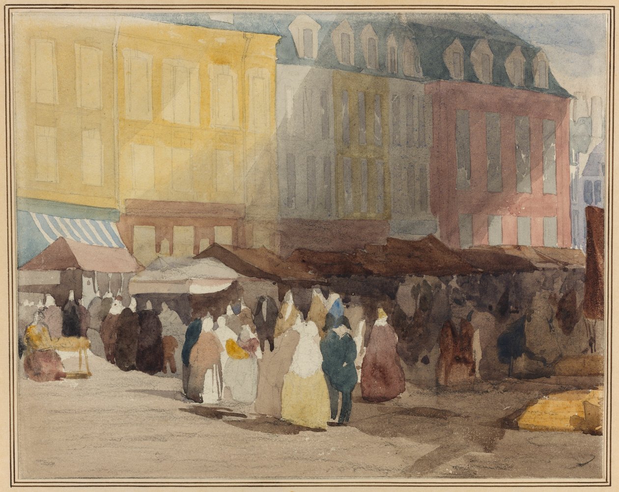 Scène de marché français, peut-être Boulogne - David Cox the elder