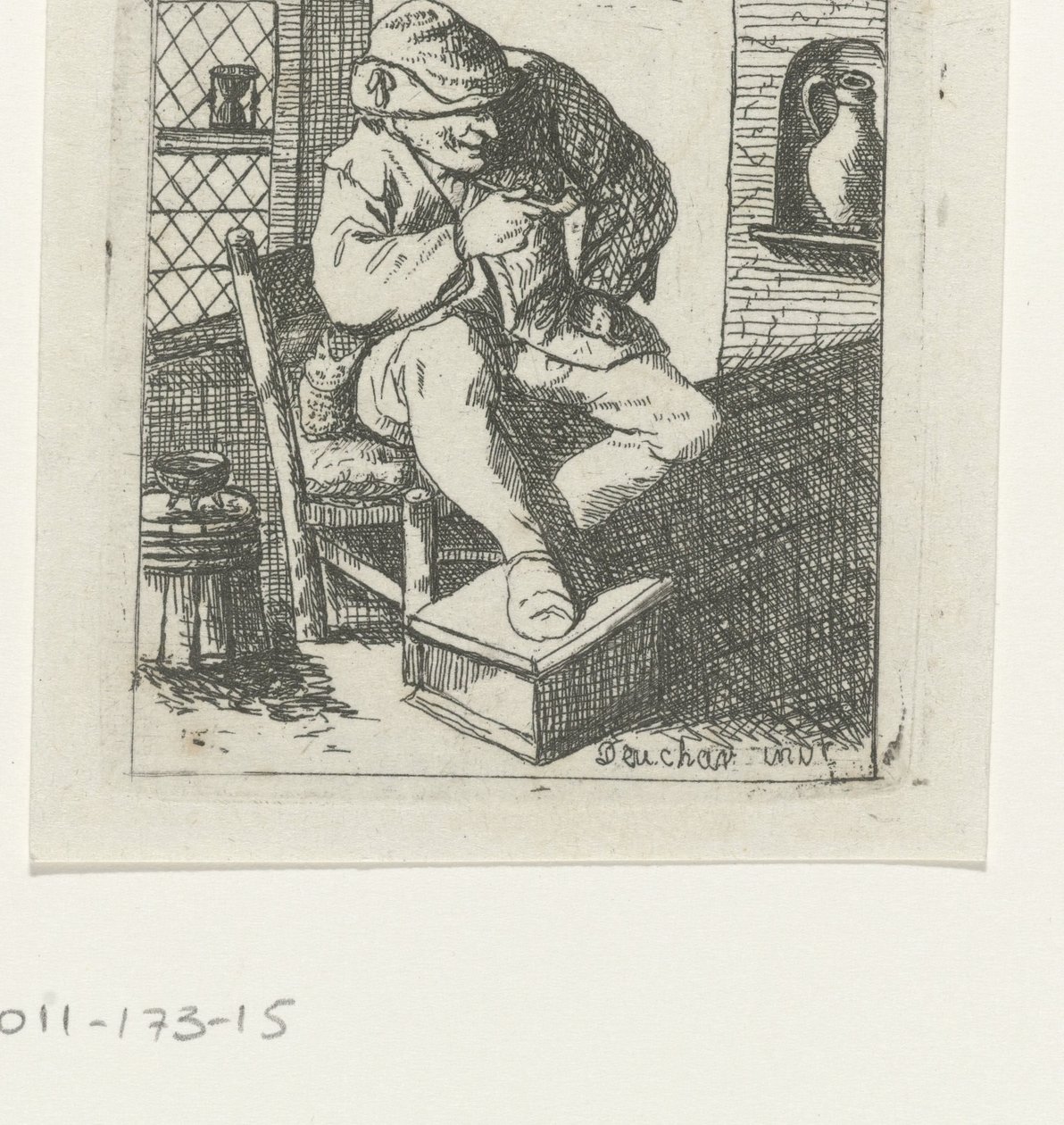 Homme fumant une pipe sur une chaise - David Deuchar