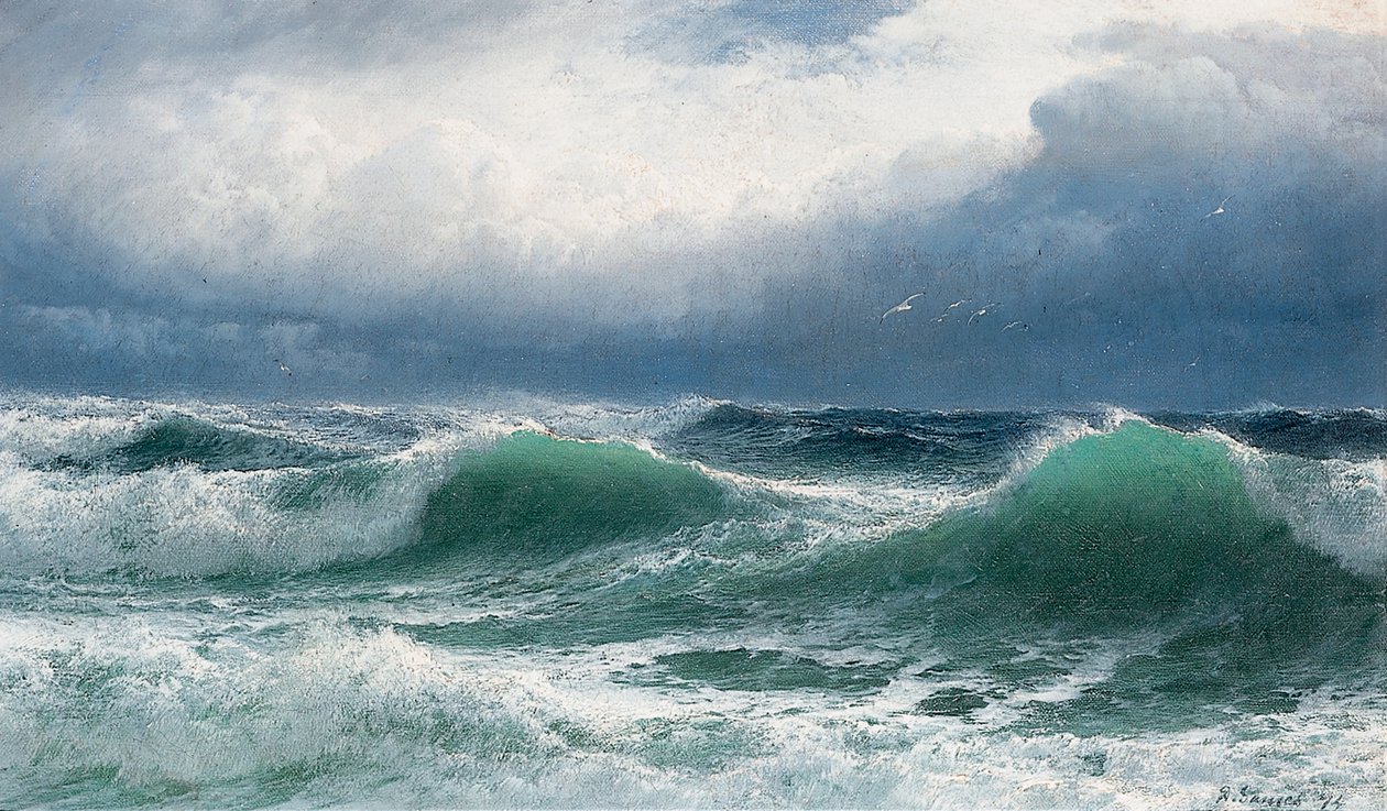 Mer orageuse avec des vagues translucides, 1894 - David James