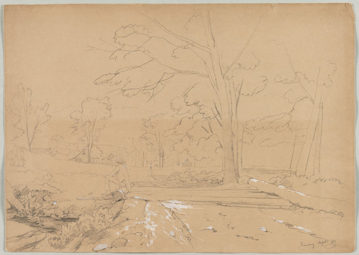 Paysage avec homme pêchant, Conway, New Hampshire, 1851 - David Johnson