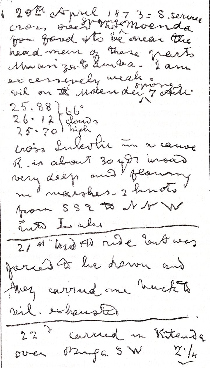 Dernières lignes écrites par le Dr David Livingstone, illustration de 