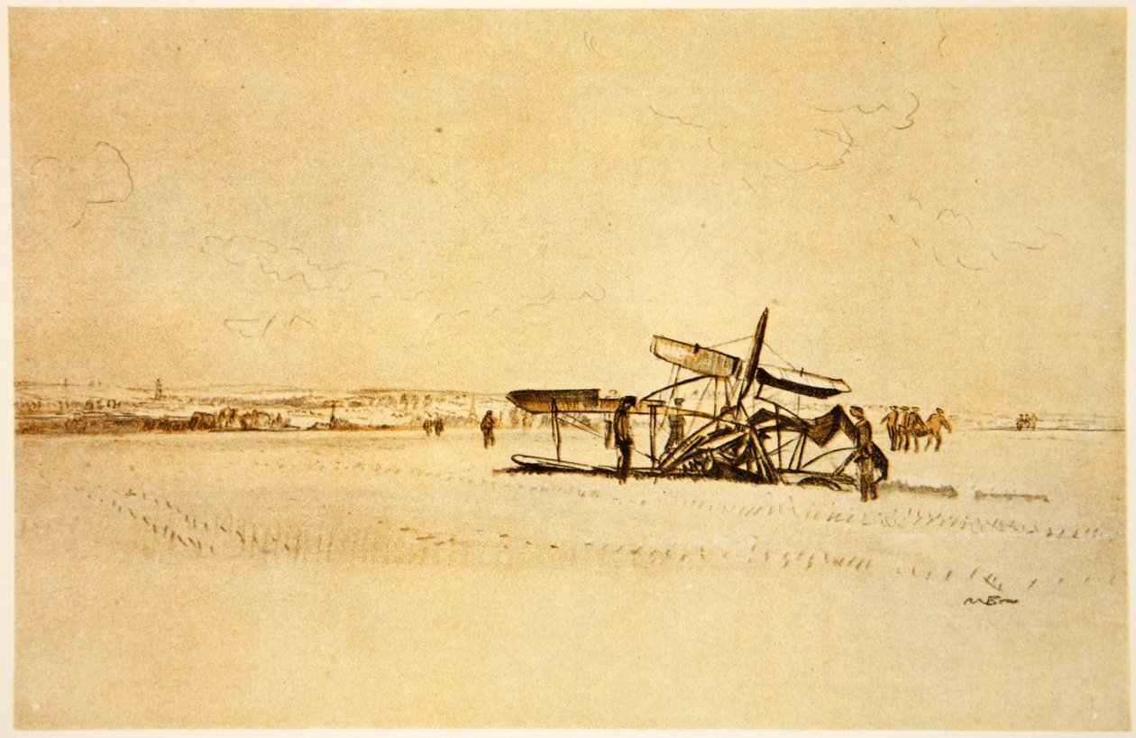 Un avion écrasé près d'Albert, illustration de 'Le Front occidental ...